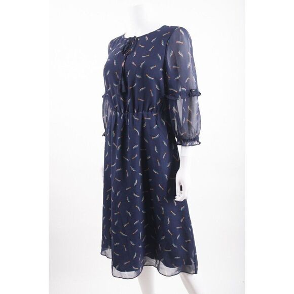 Boden Womens Iona Midi Dress UK 10 US 6 Blue Shooting Star Print 3/4 Sleeve NWT - Picture 3 of 6